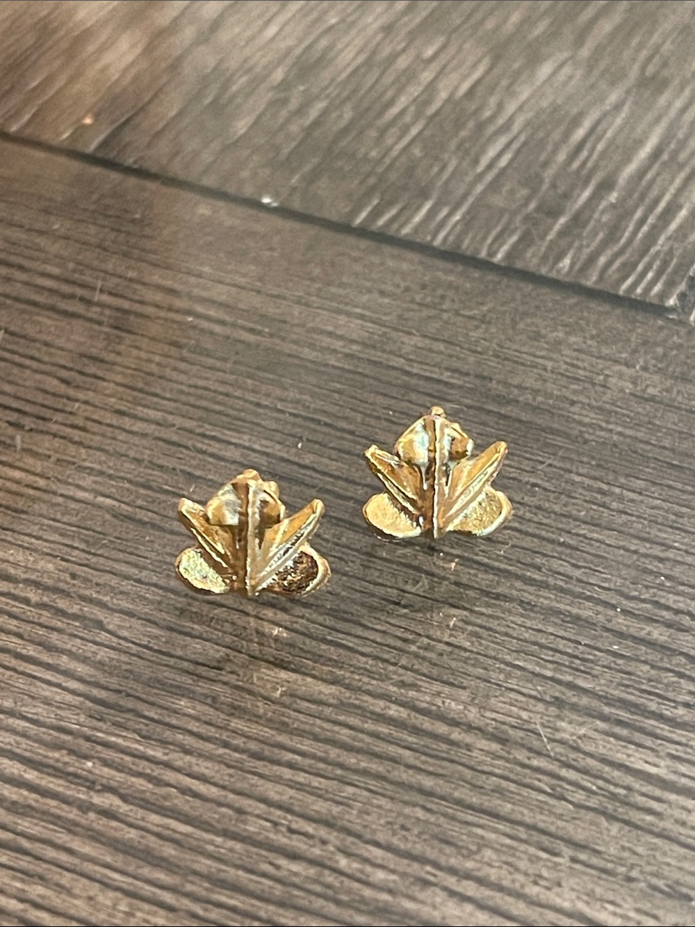 Vintage Gold-tone Frog Stud Earrings
